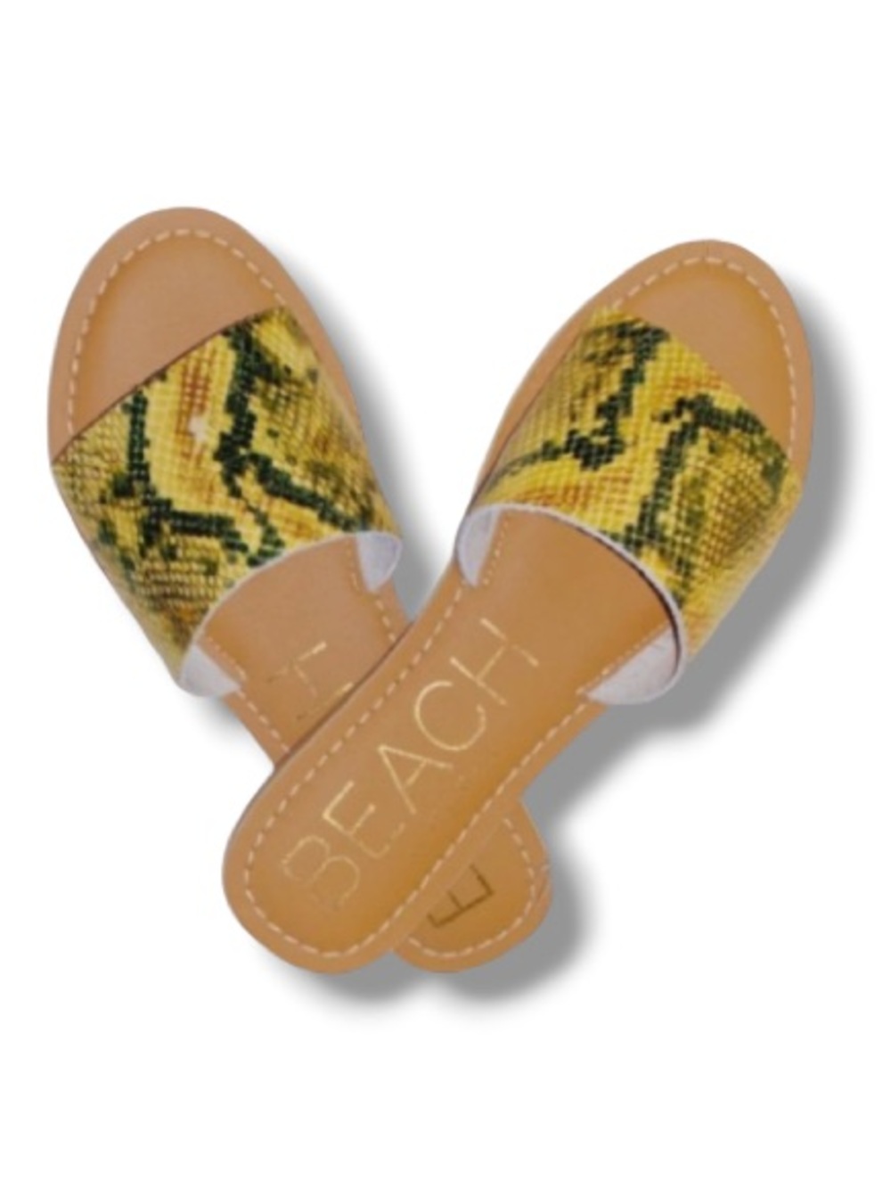 Beach by Matisse Women’s Slip On Shoes Sandals Yellow Snake Skin Leather Upper